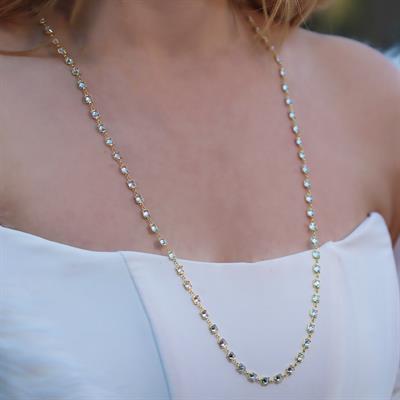 Kare Taş Sıralı Gold Kaplama Gümüş Kolye