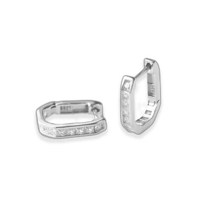 Kare Zirkon Taşlı Işıltılı Gümüş Küpe