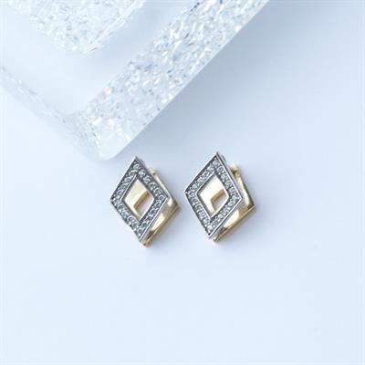 Karo Çift Taraflı Renkli Mine İşli Gümüş Küpe