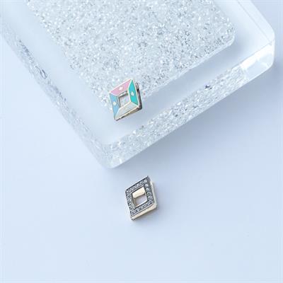 Karo Çift Taraflı Renkli Mine İşli Gümüş Küpe