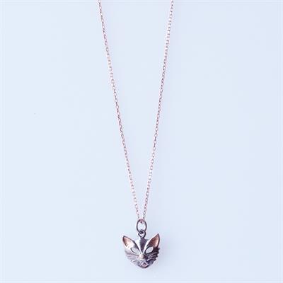 Kedi Maske Rose Gold Kaplama Gümüş Kolye