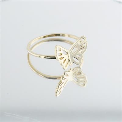 Kelebek Modeli Gold Kaplama Gümüş Yüzük