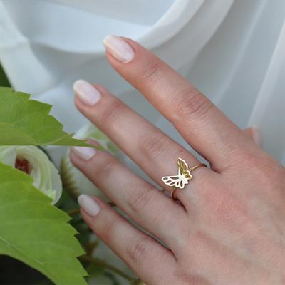 Kelebek Modeli Gold Kaplama Gümüş Yüzük