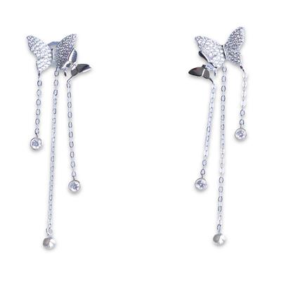 Kelebek Taşlı Sallantı Gümüş Küpe