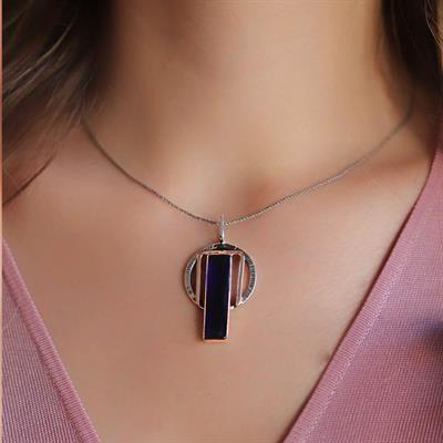 Kök Safir Taşlı 925 Ayar Gümüş Otantik Tasarım Kolye