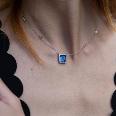 Kök Safir Taşlı 925 Ayar Gümüş Pırlanta Montür Takım