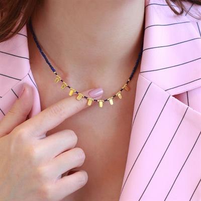 Kök Safir Taşlı Trend Kolye