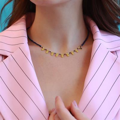 Kök Safir Taşlı Trend Kolye