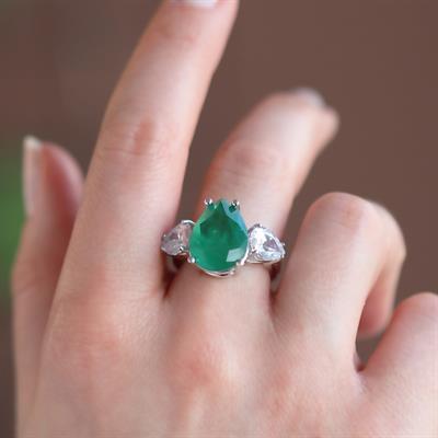 Koyu Paraiba Taşlı Damla Modeli Gümüş Yüzük