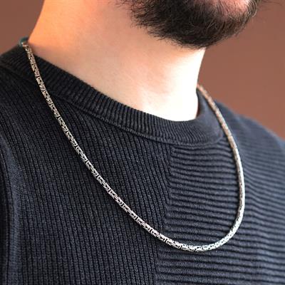 Kral Modeli 3mm Gümüş Zincir
