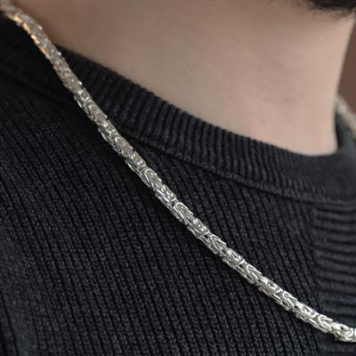 Kral Modeli Oksitsiz 55cm 4mm Gümüş Kolye