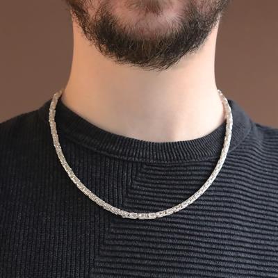 Kral Modeli Oksitsiz 55cm 4mm Gümüş Kolye