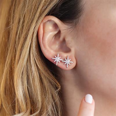 Kutup Yıldızı Gümüş Küpe