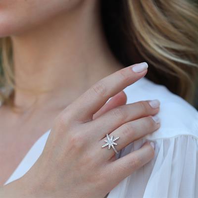 Kutup Yıldızı Zirkon Taşlı Gümüş Yüzük