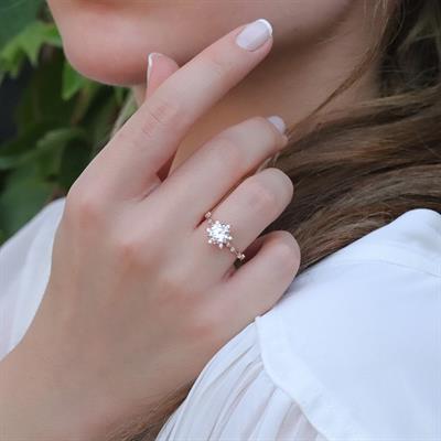 Lotus Çiçeği Rose Gold Kaplama Gümüş Yüzük