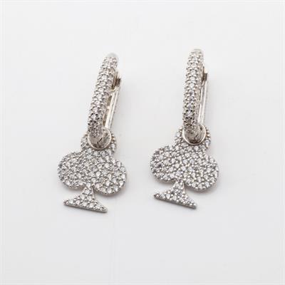 Maça Zirkon Taşlı Gümüş Küpe