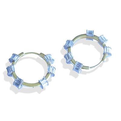 Mediate Stone Gold Kaplama Gümüş Halka Küpe