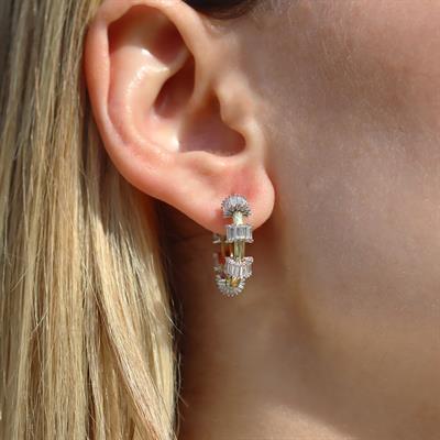 Mediate Stone Gold Kaplama Gümüş Halka Küpe