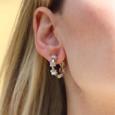 Mediate Stone Gold Kaplama Gümüş Halka Küpe