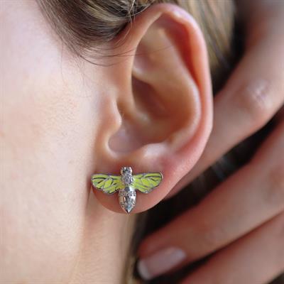 Mine İşli Arı Gümüş Küpe