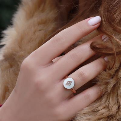 Mine İşli Rose Gold Kaplama Ayarlanabilir Gümüş Yüzük