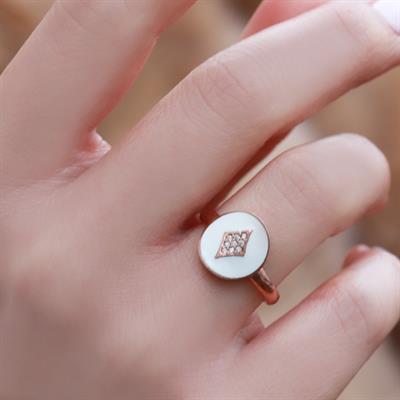 Mine İşli Rose Gold Kaplama Ayarlanabilir Gümüş Yüzük
