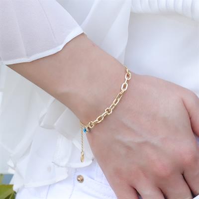 Mini Burgu Halkalı Gold Kaplama Gümüş Hallow Bileklik