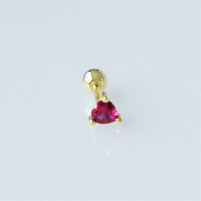 Mini Kalp Pembe Zirkon Taşlı Gold Kaplama Gümüş Tragus