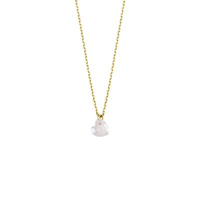 Mini Kalpli Kuvars Taşlı Gold Kaplama Gümüş Kolye