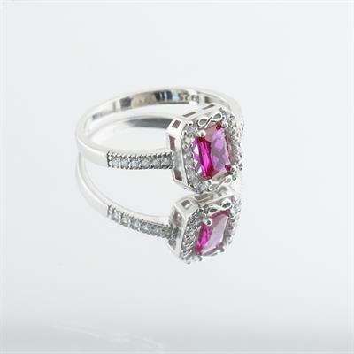 Mini Sonsuzluk Detaylı Kırmızı Zirkon Taşlı Gümüş Yüzük