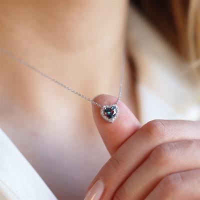 Mistik Topaz Taşlı Mini Sevgili Gümüş Kolye