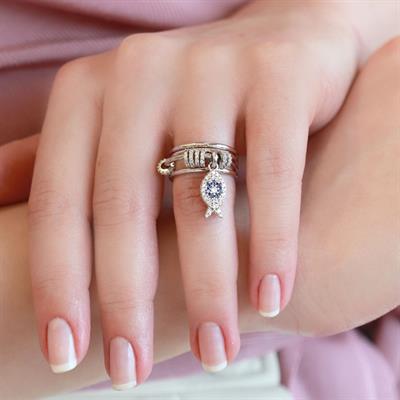 Monaco Hareketli Halkalar Balık Model Zirkon Taşlı Gümüş Yüzük