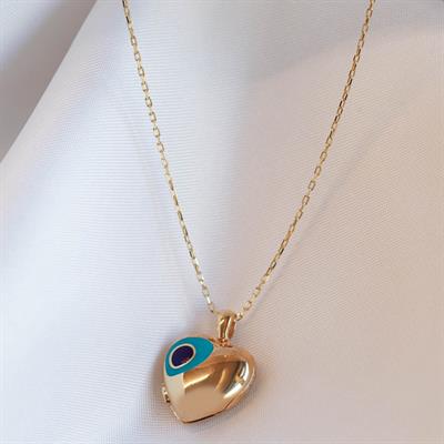 Nazar Boncuklu Gold Kaplama Açılır Kapanır İsim Yazılabilen Gümüş Kolye