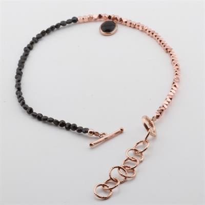 Oniks Taşlı Oval Rose Gold Halhal