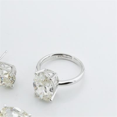 Oval Kesim Tek Taş Modeli  4,5ct 925 Ayar Gümüş Sky Diamond Set