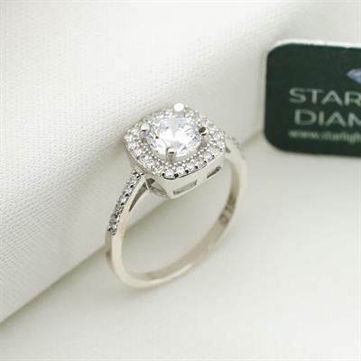 Oval Montür 3.00 ct Starlight Diamond Gümüş Takım