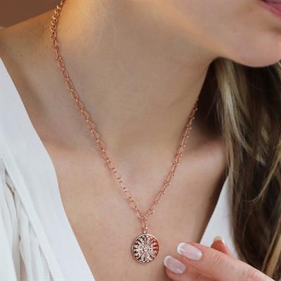 Özel Tasarım Rose Gold Kaplama Zirkon Taşlı Trend Gümüş Kolye