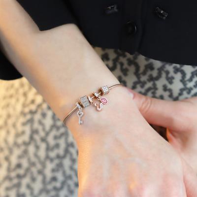 Pndr Charmlı Rose Gold Kaplama Gümüş Bileklik
