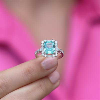 Paraiba Taşlı Baget Vintage Gümüş Yüzük