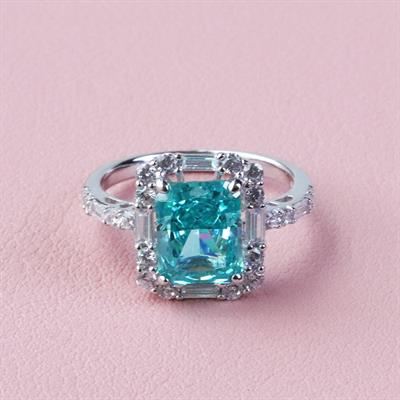 Paraiba Taşlı Baget Vintage Gümüş Yüzük