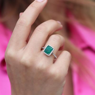 Paraiba Taşlı Radiant Kesim Gümüş Yüzük