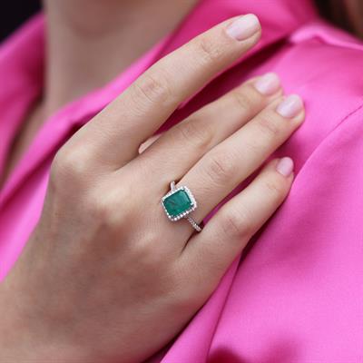 Paraiba Taşlı Radiant Kesim Gümüş Yüzük