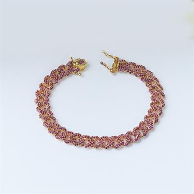 Pembe Zirkon Taş Gold Kaplama Gümüş Gurmet Bileklik