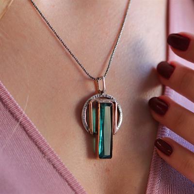 Peridot Taşlı 925 Ayar Gümüş Otantik Tasarım Kolye