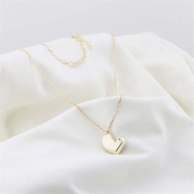 Pırlanta Taş Kalp 0.02 CT Gold Micron Kaplama Gümüş Kolye