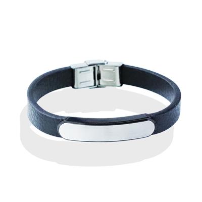 Plaka Deri Çelik Bileklik