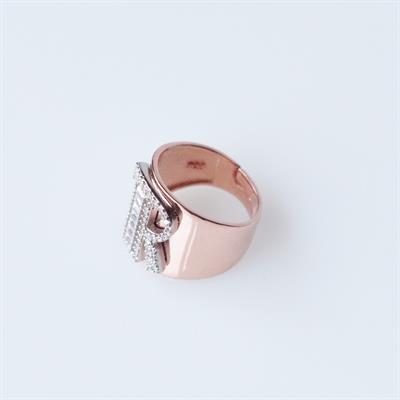 R Harfi Baget Taşlı Rose Gold Kaplama Gümüş Yüzük