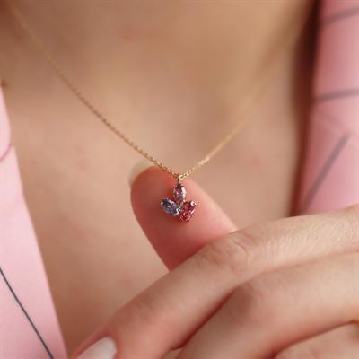 Renkli Swarovski Taşlı Oval Minimal Gümüş Set