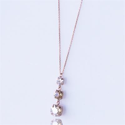 Renkli Swarovski Taşlı Rose Gold Kaplama Gümüş Kolye
