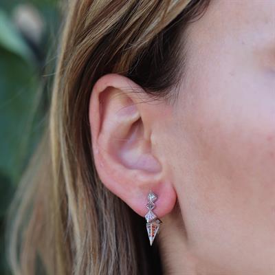 Renkli Zirkon Taşlı Güneş Modeli Gümüş Küpe